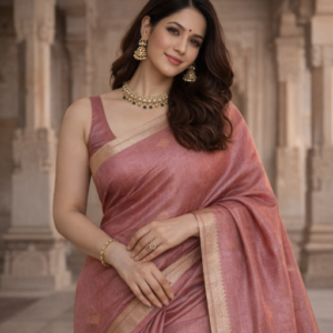 Handloom oninon pink with zari buta and border