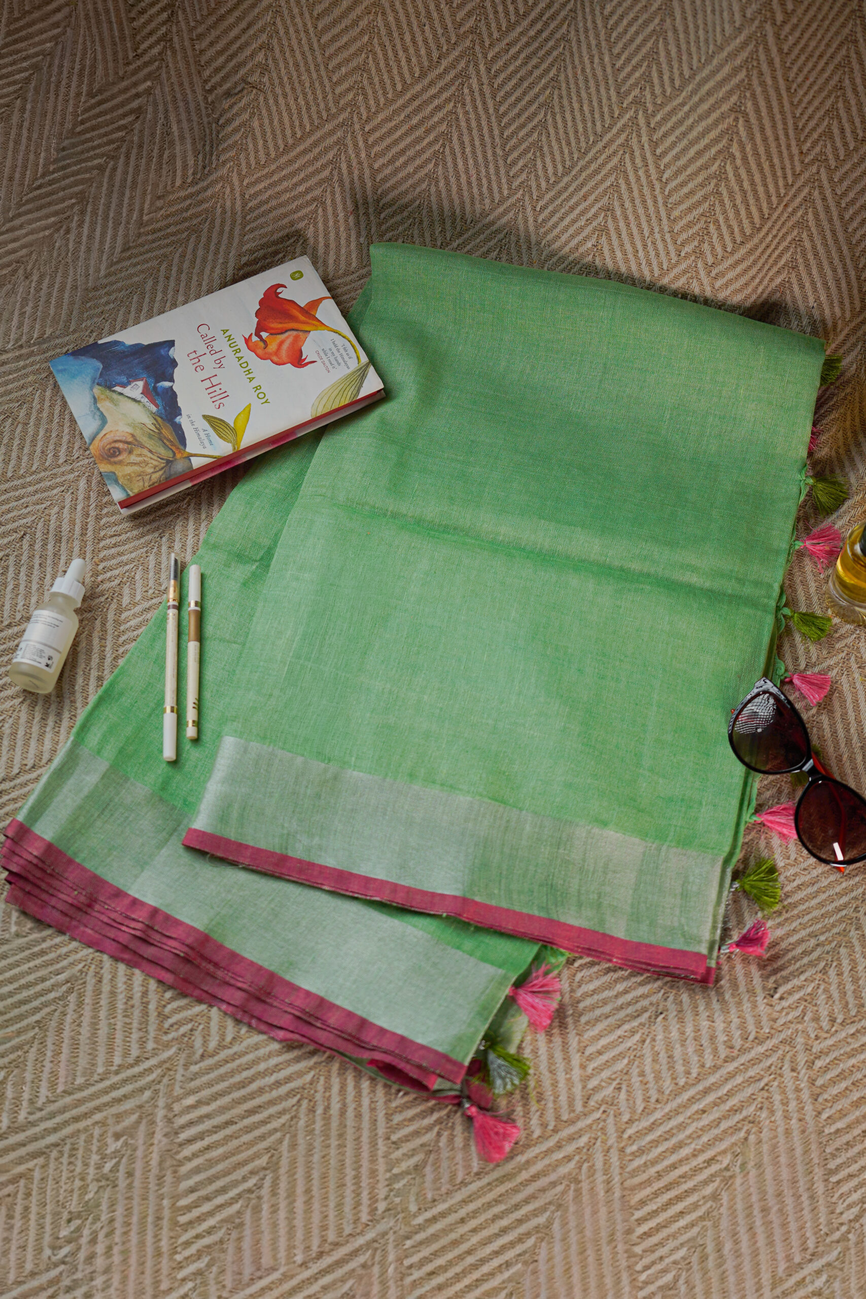 Sage Meadow Pure Linen Saree