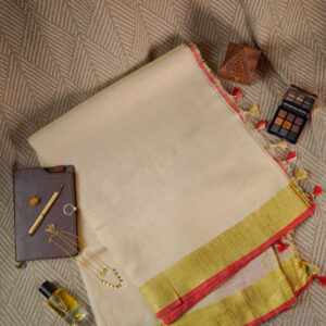 Golden Sand Linen Saree