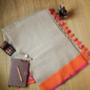 Dusk & Amber Pure Linen Saree