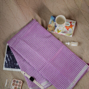 Wisteria Stripe Pure Linen Saree