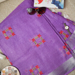 Wild Lavender Pure Linen Saree