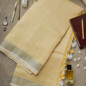Sunburst Weave Pure Linen Saree