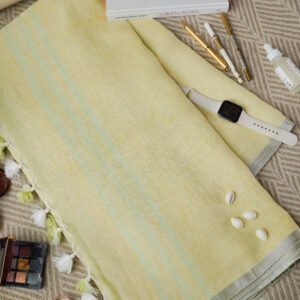 Lemon Meadow Pure Linen Saree