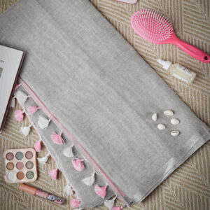 Blushing Mist Pure Linen Saree