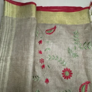 Golden Dust Pure Linen Saree