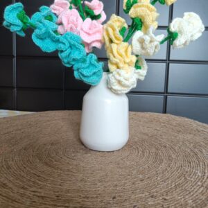 Handmade crochet pea flowers